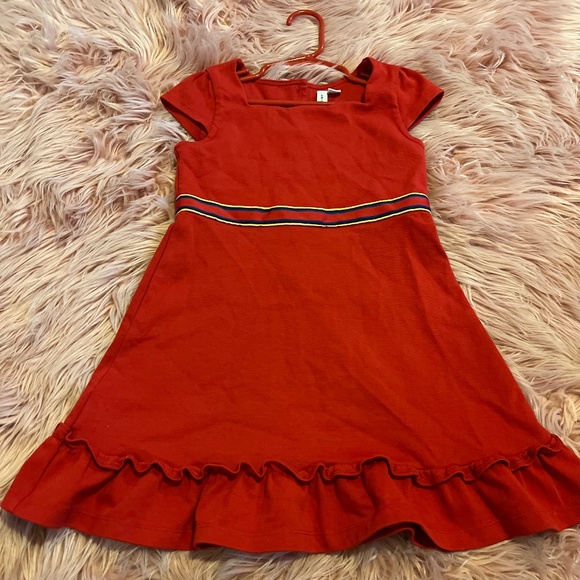 Janie & Jack Red Scalloped and Ruffle Hem Ponte Dress - Picture 1 of 3